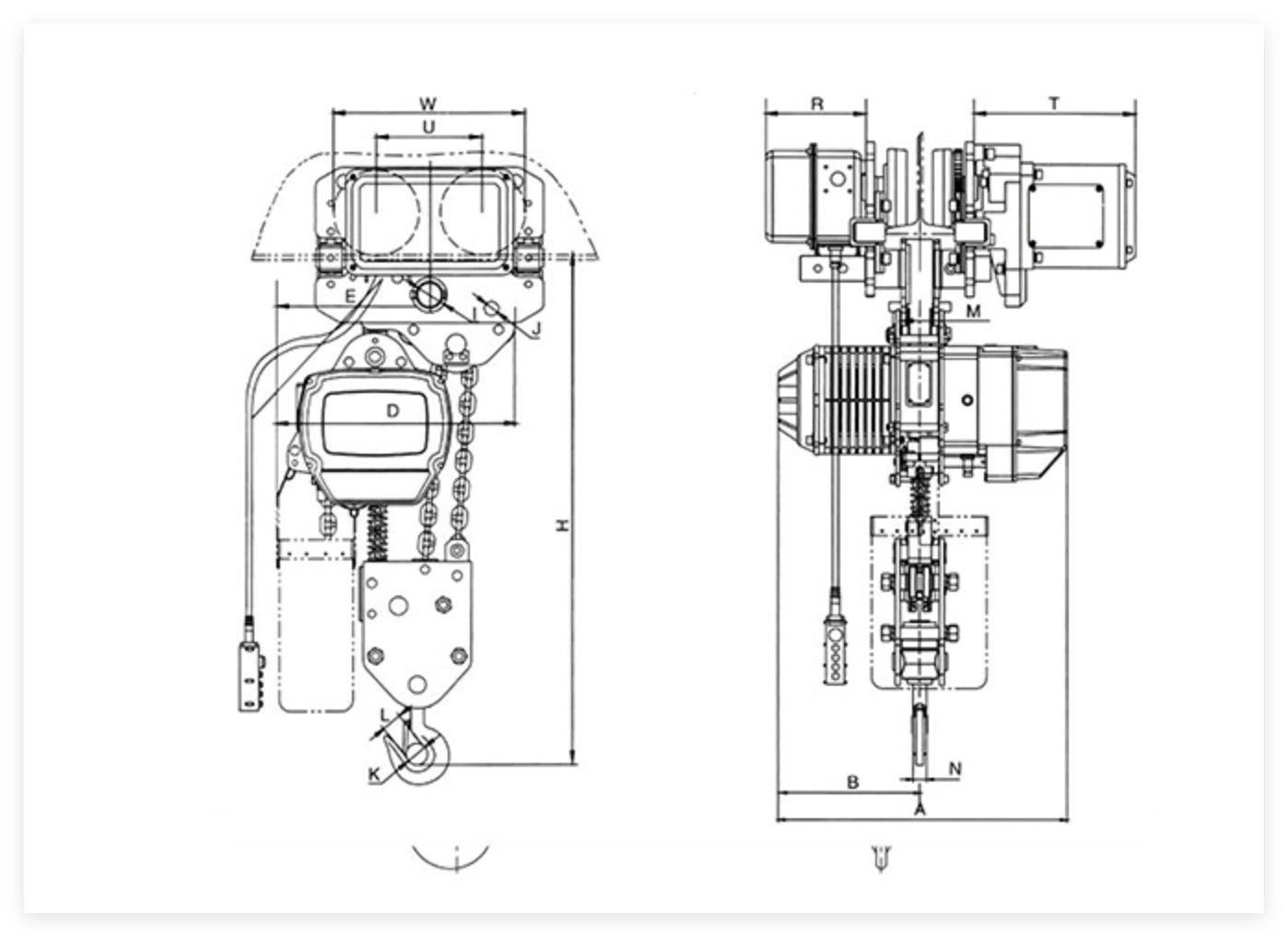 Three Chain Trolley Hoist 7.5T Electric Trolley Hoists With 3.6KW Lifting Power