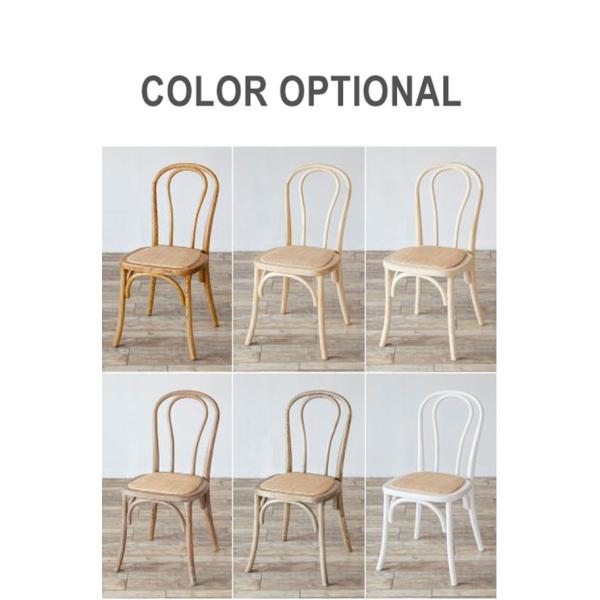 Stackable Nordic Dining Chair Solid Wood Balcony Rattan Dining Chair