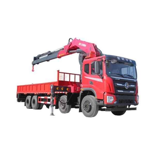 Gasoline Type Red 8x4 Crane Truck For Heavy Duty Lifting And Transporting
