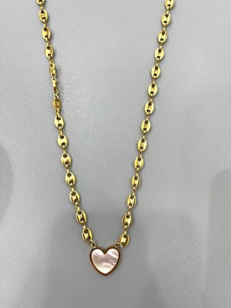 Women Girls Trendy Heart Pendant Necklace Europe USA Shell Heart Charm Choker
