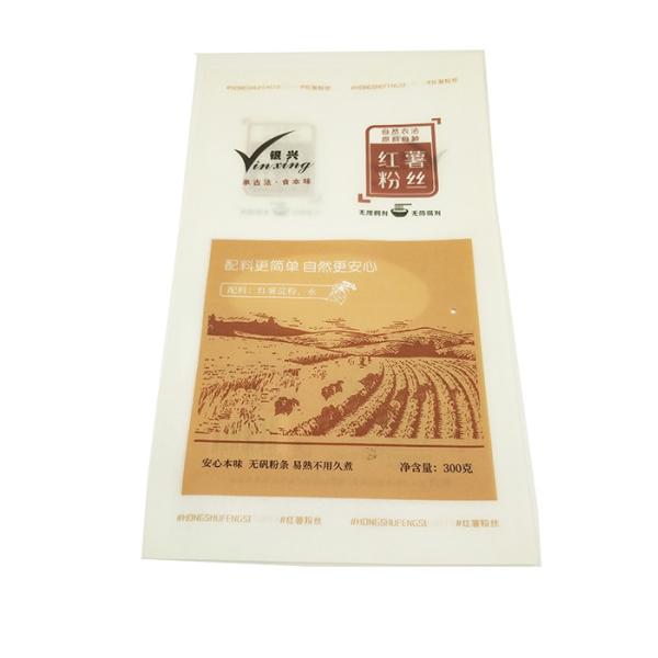 Cotton Paper Three Side Seal Pouch Noodle Packaging With Window