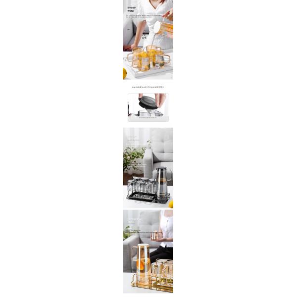 Stocked 1300/1800ml Borosilicate Glass Pitcher with Lids Handle for Iced Tea Lemonade