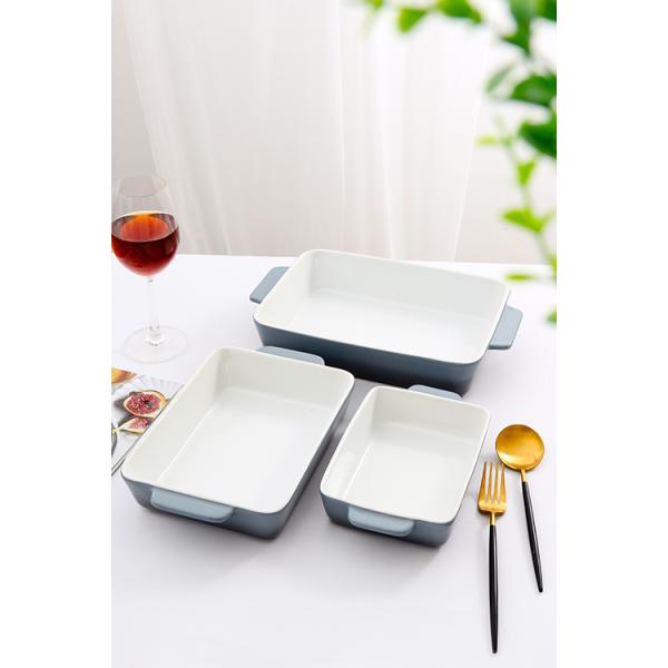 Прямоугольная форма керамическое Bakeware устанавливает блюдо для тома лазаньи 23.7oz