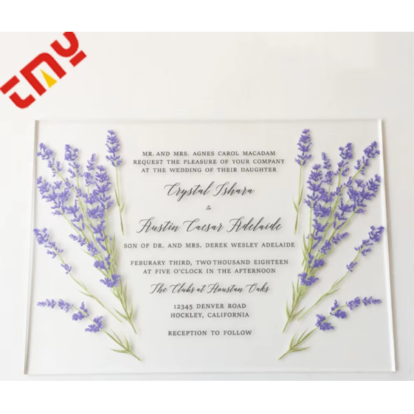 Acrylic Plastic Wedding Place Greeting Invitation Name Card Custom Designs Printing