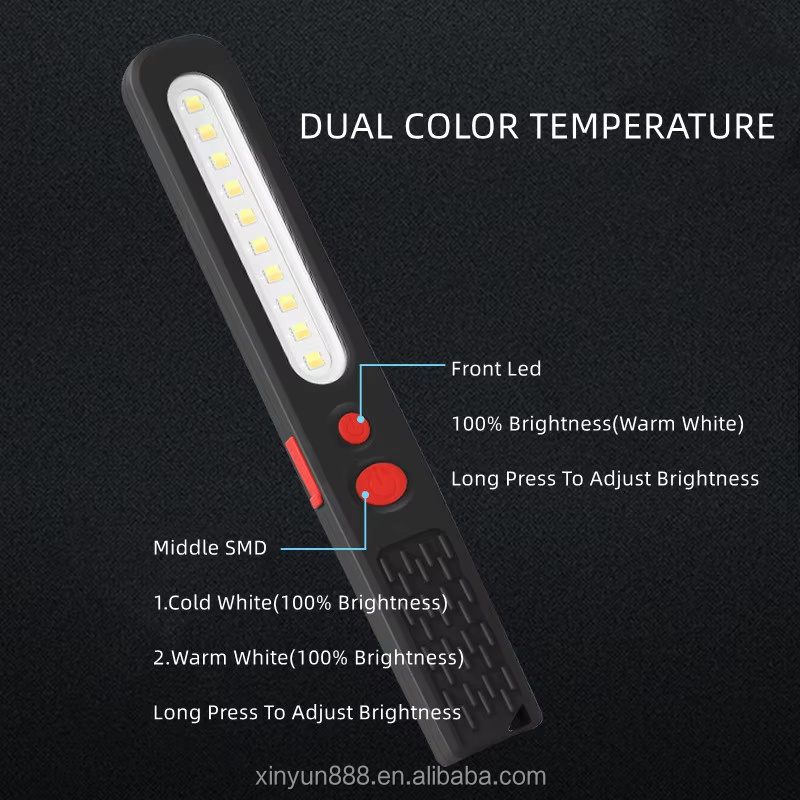 Factory Wholesale Rechargeable LED/SMD Cold and Warm Light Magnetic Handheld Work Light