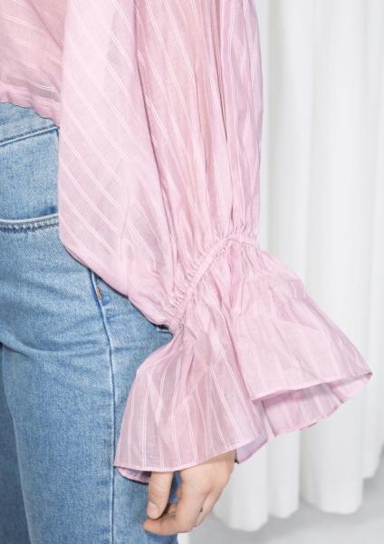 Cotton Fabric Bell Sleeve Women Blouse