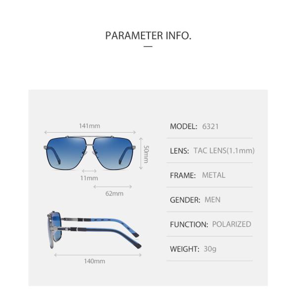 Two Color Metal Frame Sunglasses Large UV400 Protection Anti Glare