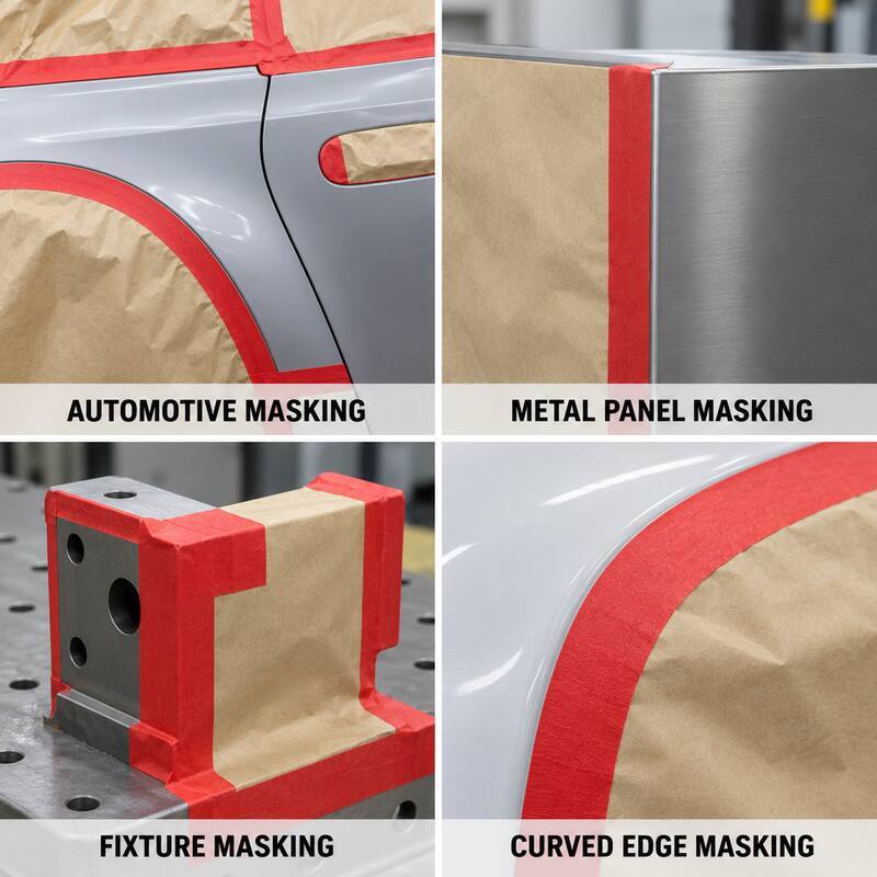 Red High Temperature Masking Tape / Red Crepe Paper Tape / Silicone Adhesive Masking Tape for Industrial Paint Masking, Powder Coating and Heat-Process Surface Protection
