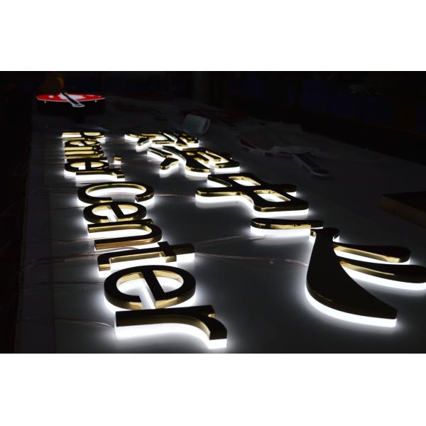 50mm Stainless Steel Letter Signage , Backlit Halo Letters With LED Illumination