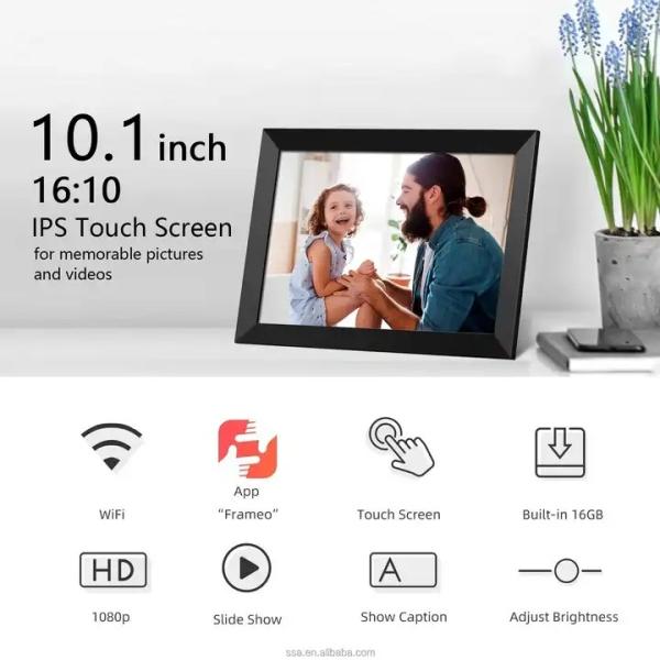 Дистанционное управление 10,1 многофункциональной умной рамки фото цифров облегченное»