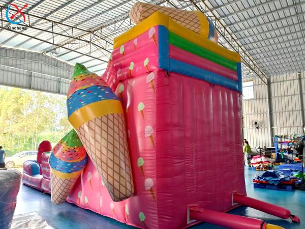 Fabrication de glissière gonflable glace colorée glissière gonflable double sèche pour enfants