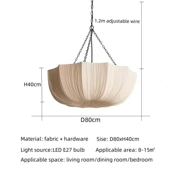 Living Dining Room Chandelier Lighting Wabi Sabi Retro Fabric Pendant Lights (WH-VP-308)