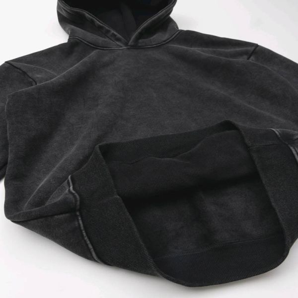 Washed Black Men'S Pullover Hoodies Kangaroo Pocket Quilted Mens Pullover
