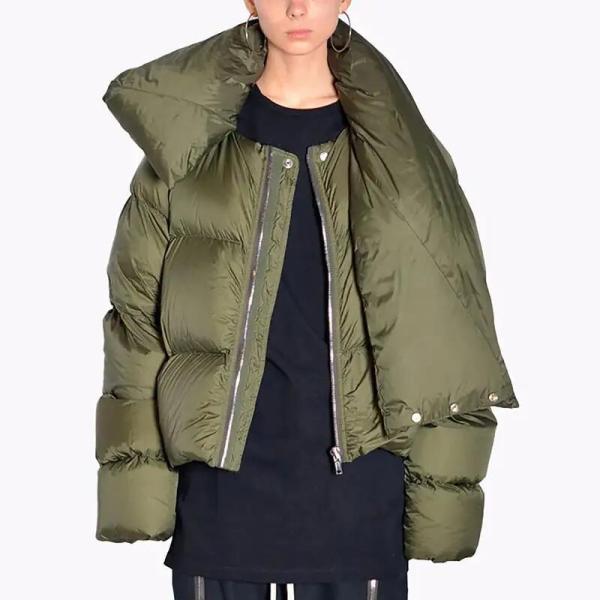                  Winter New Thick Down Cotton Puffer Coat for Ladies Vintage Warm Women Clothing Scarf Design Bubble Jacket             
