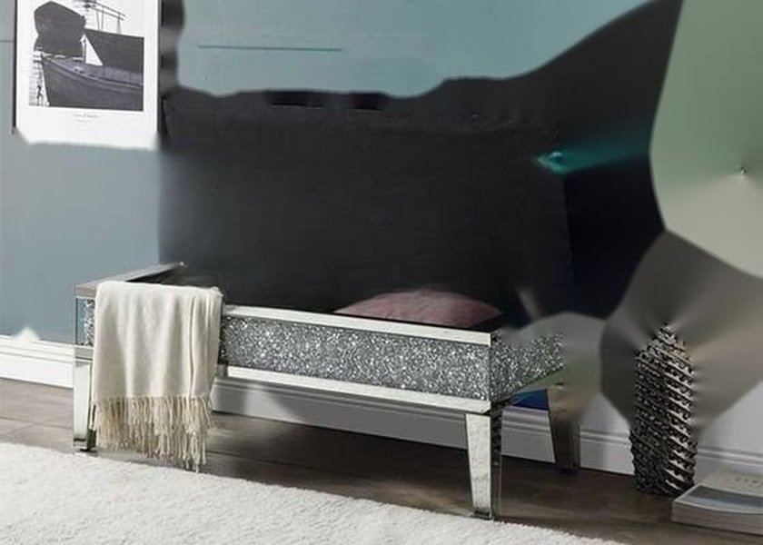 THS03 Bench with 112X45X48CM Size Silver Mirror and MDF Material Footstool