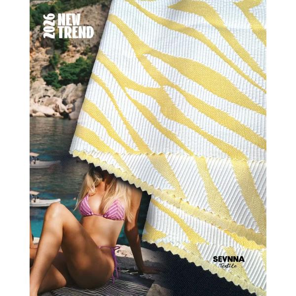 345gsm 60%Nylon + 26% Polyester + 14%Spandex Recycled Swimwear Fabric KN502