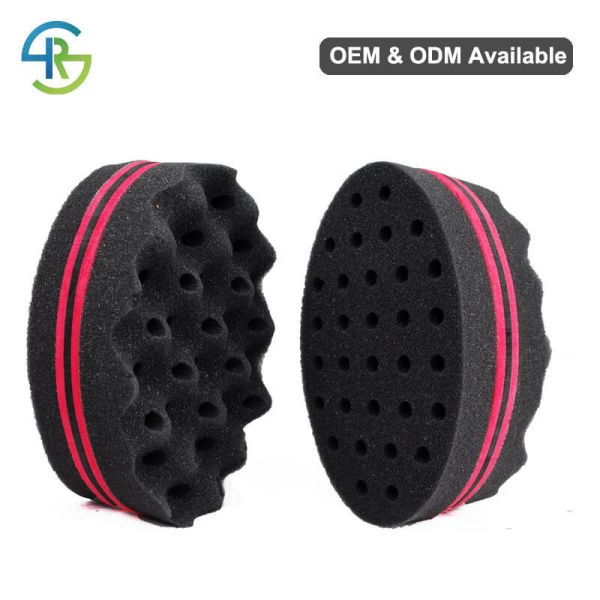 Wave Shaped Afro Sponge Brush OEM Barber Hair Brush Sponge Customized