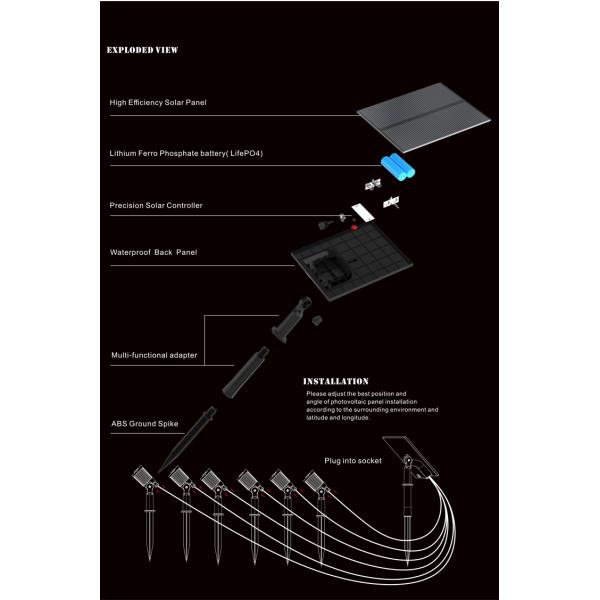 Six Heads IP66 LED Solar Pathway Lights 6500K For Outdoor Garden Walkway