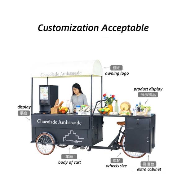 Outdoor Street Hotel Tricycle Ice Cream Cart Bicycle Design with Milk Raw Material