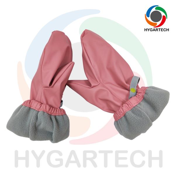 Warm And Unisex PU & Polyester Waterproof Windproof Lined Pink Skiing Gloves