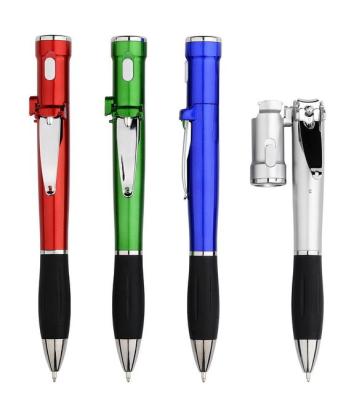multifunctional promotional gift ball pen, led light plastic pen with nail cutter