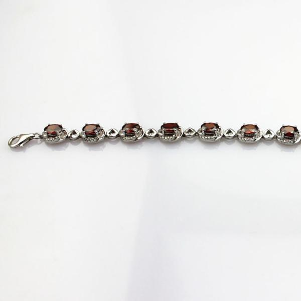 Sterling Silver 5x7mm Oval Garnet Cubic Zircon Tennis Bracelet(B06RED)