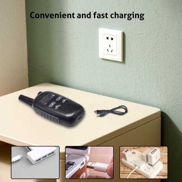 0.5W walkie talkie 3-5km Batería recargable de rango extendido para niños Walkie Talkies fabricante- 8/22 canal portátil de dos vías de radio pantalla LCD