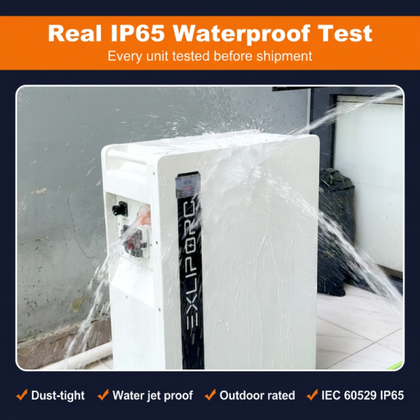 EXLIPORC 16.07kWh 314Ah High-Density LiFePO4 Home Battery with IP65 Waterproof Rating for Solar Energy Storage