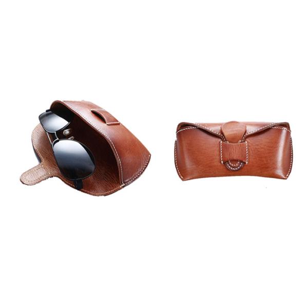 Manual Genuine Leather Sunglasses Case Unique Design Suitable For Unisex