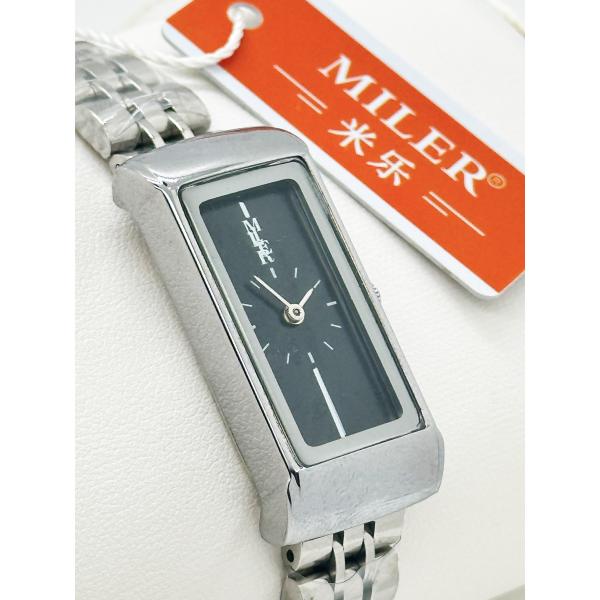 Черный циферблат Девушки стильные наручные часы с ремнем из нержавеющей стали