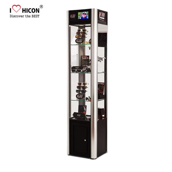 Black Metal Sunglasses Display Case With LED Lighting