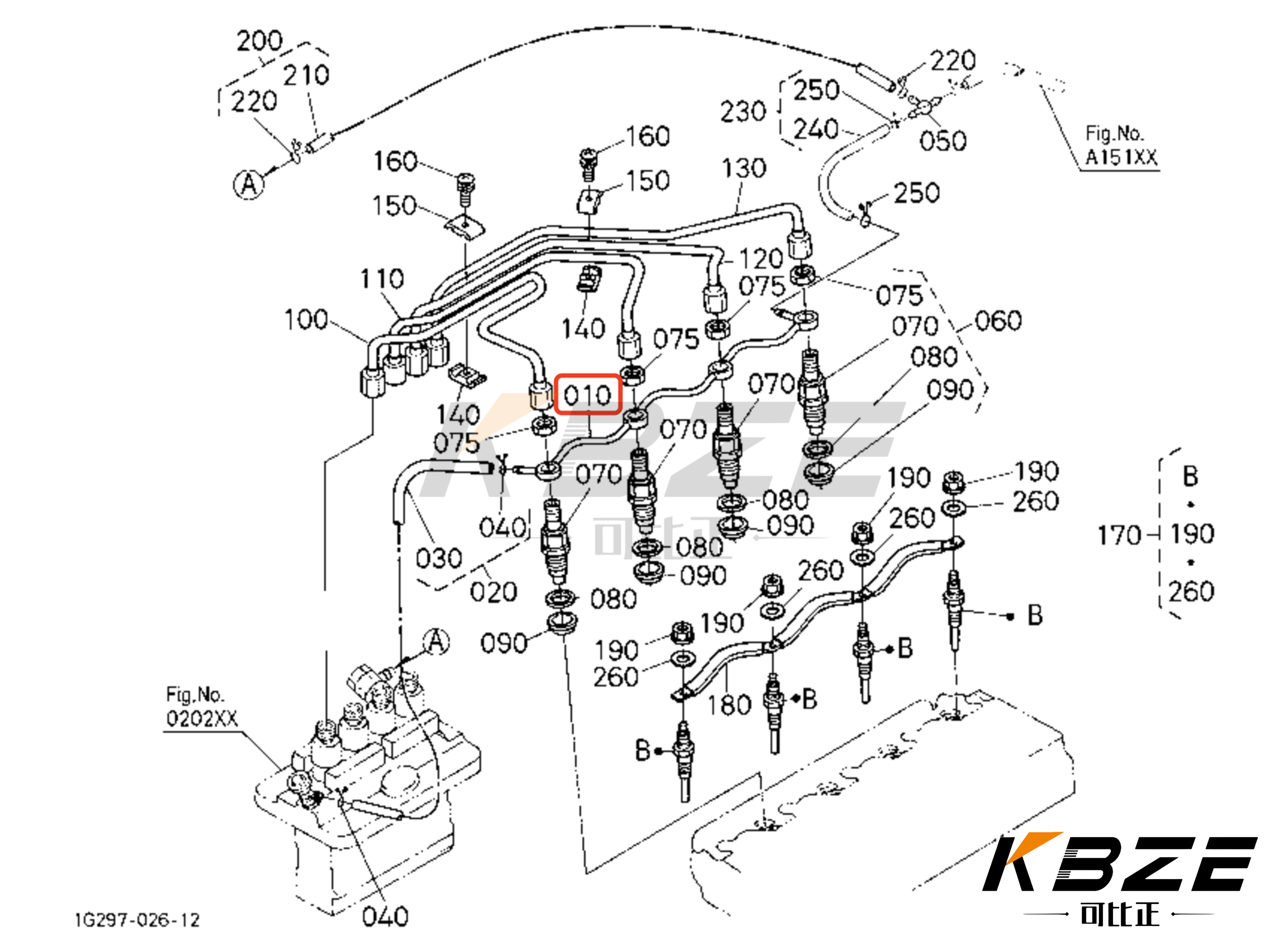 Производство деталей двигателей KUBOTA V3300 V3600 1C010-42500 Трактор инжектор обратная труба