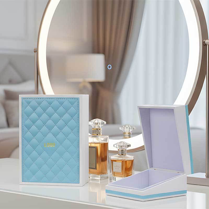 Delicate Durable Blue Leather Perfume Box