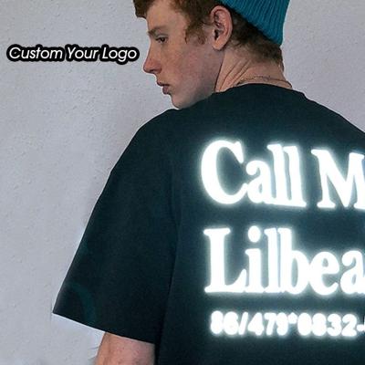 Impressão Unisex personalizada Gráfica de luxo Camisa refletiva de algodão pesado para homens