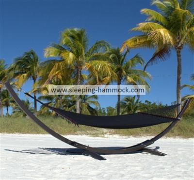 Outside Cool Palm Caribbean Style Hammock , Sleeping Black Free Standing Hammock Bed