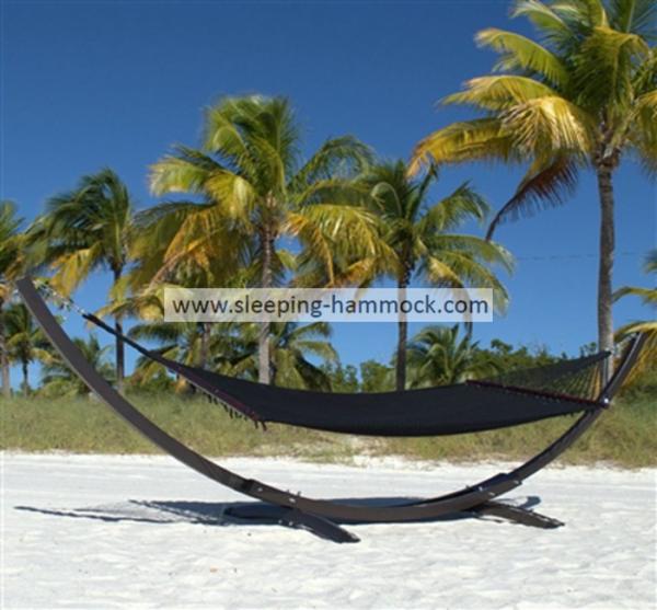 Outside Cool Palm Caribbean Style Hammock , Sleeping Black Free Standing Hammock Bed