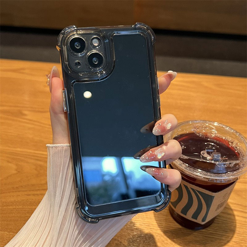 For Luxury Shockproof Anti-yellow Clear Hard Phone Case for 14 13 Pro Max Soft Silicone Bumper Transparent Cover