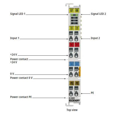 EL1002 Beckhoff. Terminal EtherCAT, entrada digital de 2 canais, 24 V DC, 3 ms.