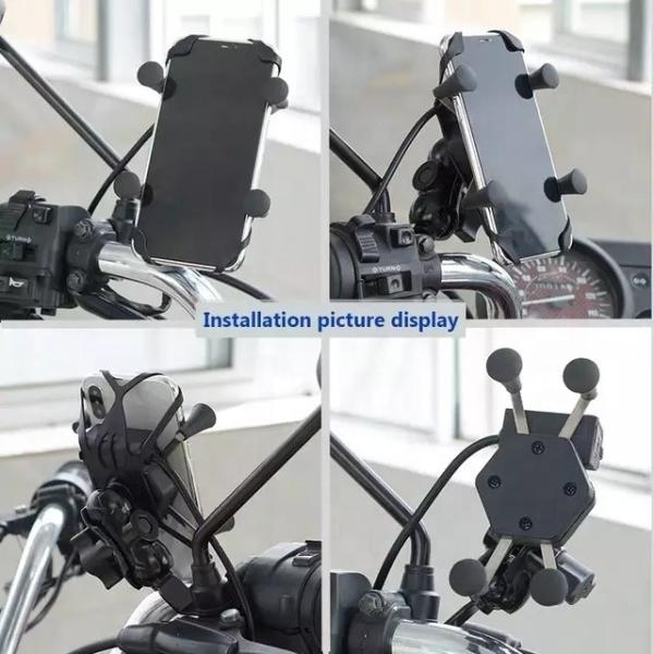 2.5A 5'' Waterproof Motorcycle Phone Holder With Charger 360degree Rotation