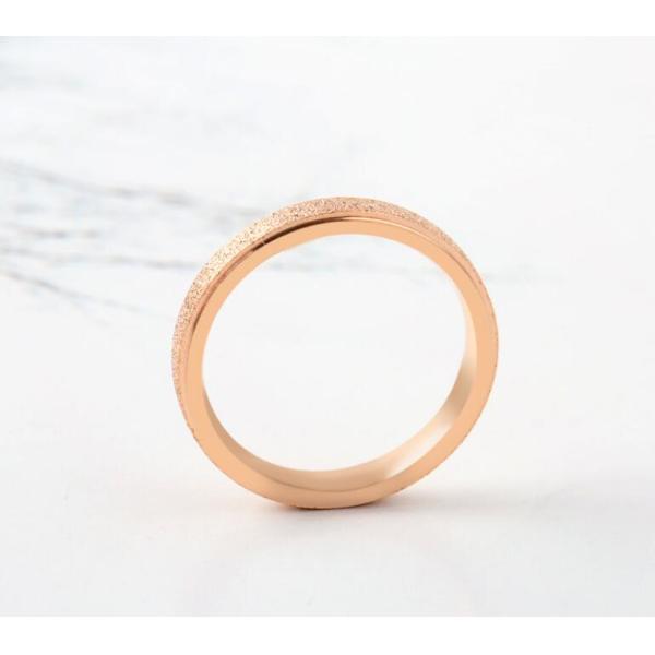 Rose Gold Matte Couple Engagement Rings Elegant Fashion Jewelry Stainless Steel Ring