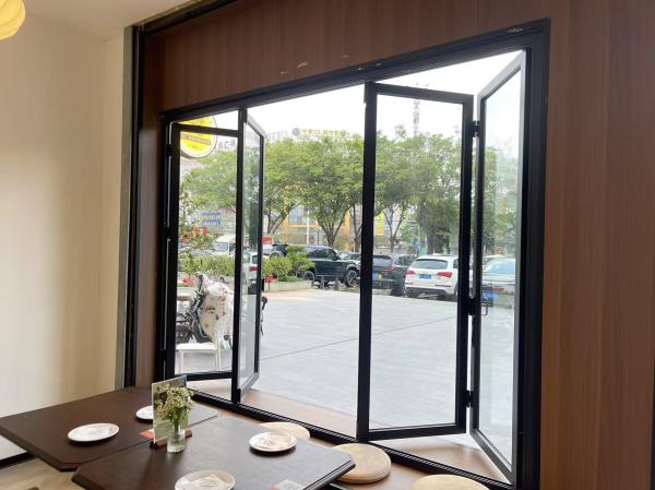 Folding Balcony Window Frameless Sliding Glass Bifold Window Single Glass Slim Frameless Glass