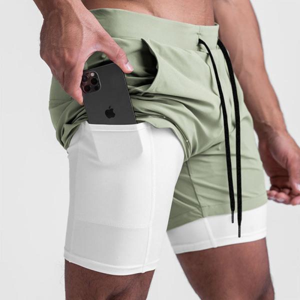 2 In 1 Double Layer Sports Mens Gym Shorts Custom LOGO 5 Inch Fitness Workout Shorts