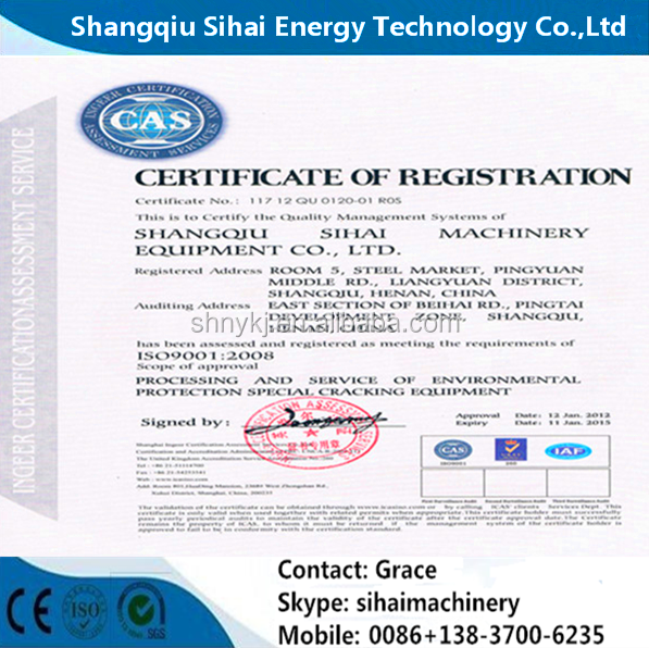 38 т Машины масса Рециклирование резинового масла Производственная линия с напряжением 380 В