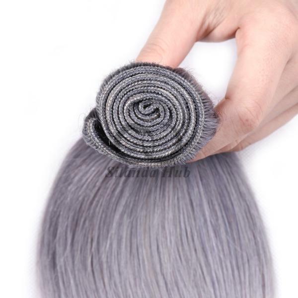 Grey Straight Remy Human Hair Bundles Sew In Weave Bundles Brazilian Bundle Deals