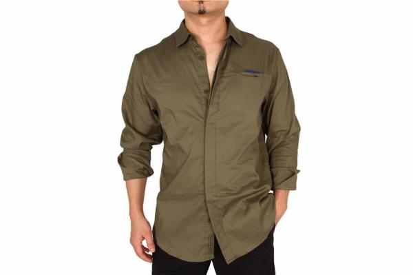 Solid Color Business Men'S Casual Stretch Shirts 59% Cotton 35% Nylon