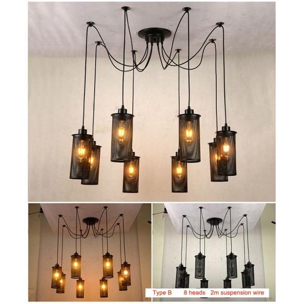 Retro Loft Industrial Chandelier Adjustable E27 Multi Head Lamps Restaurant metal lamp(WH-VP-225）