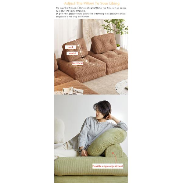 Reclining Convertible Sectional Couch Bed Sofa Tatami With Velvet Fabric