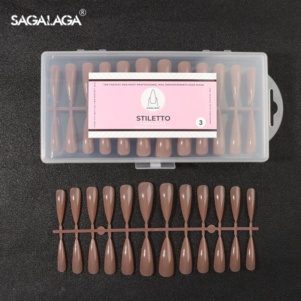 50 boxes Customized 3XL Colorful Full Cover Press on Nails Clear Pink Nude Medium Stiletto Plastic Cover Free Sample ABS