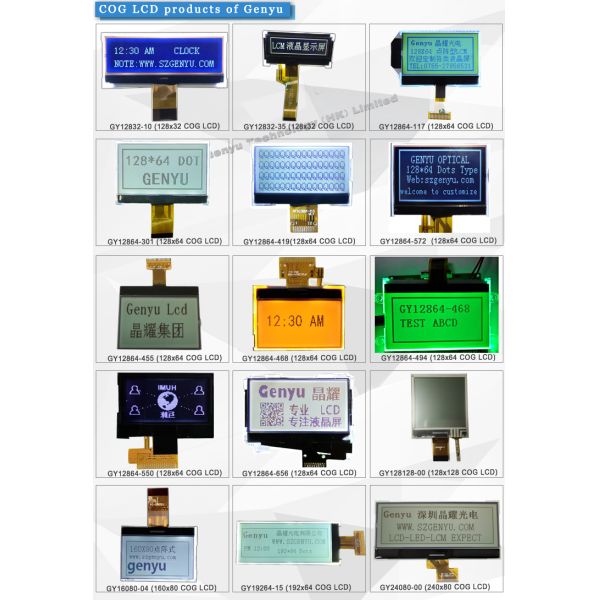 Genyu 160*32 Dot Matrix LCD Screen with ST7525 Driver IC and FSTN Positive Display for Car Applications