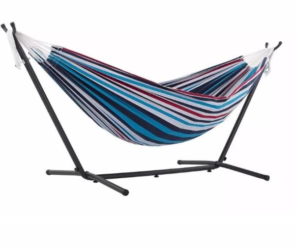 Customized Double Cotton Hammock with Portable Heavy Duty Stainless Steel Frame Stand